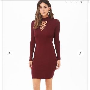 Lace-up sweater dress